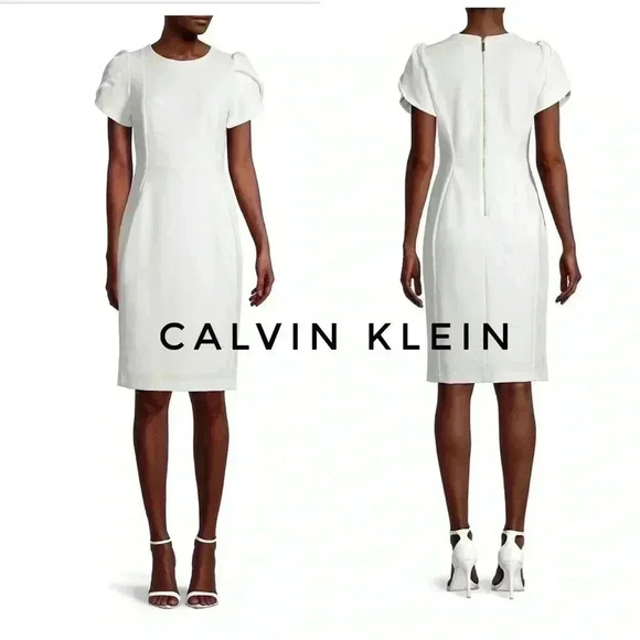 Calvin Klein Dresses & Skirts - BNWT Calvin Klein Women’s Pleated-Sleeve Sheath  Dress size 8